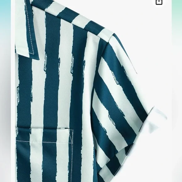 NWOT Men's Casual Button Down Shirt - Blue Parrot Print - Picture 9 of 11